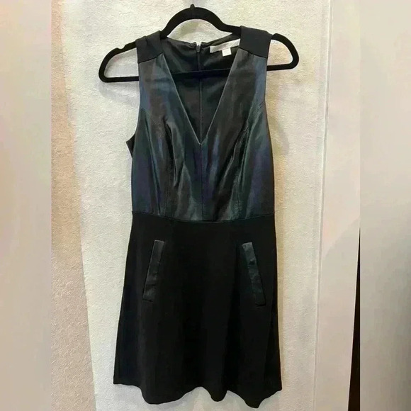 Boston Proper Dresses & Skirts - Boston Proper black sleeveless faux leather top dress. Size 4